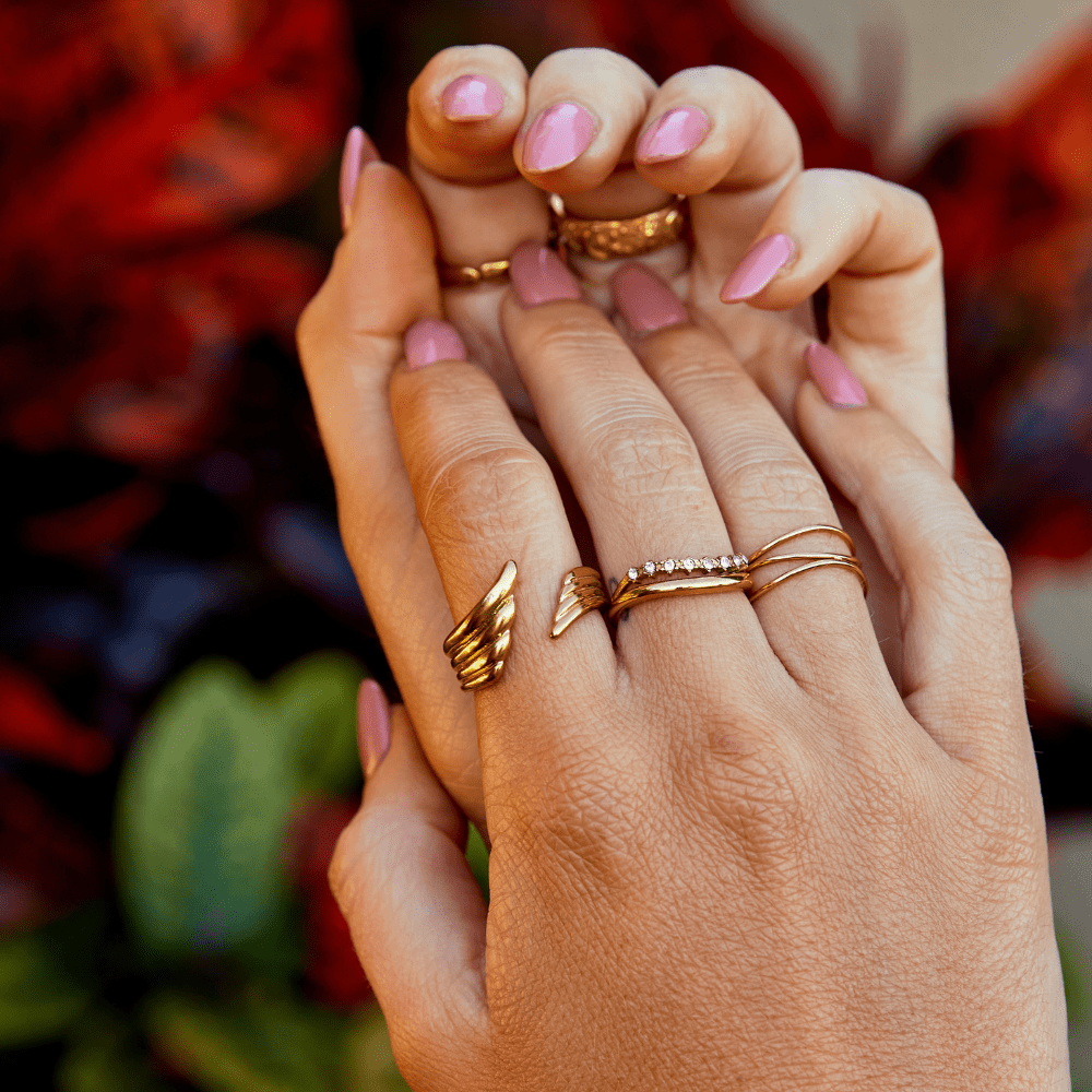 Bague à aile d'ange dorée
