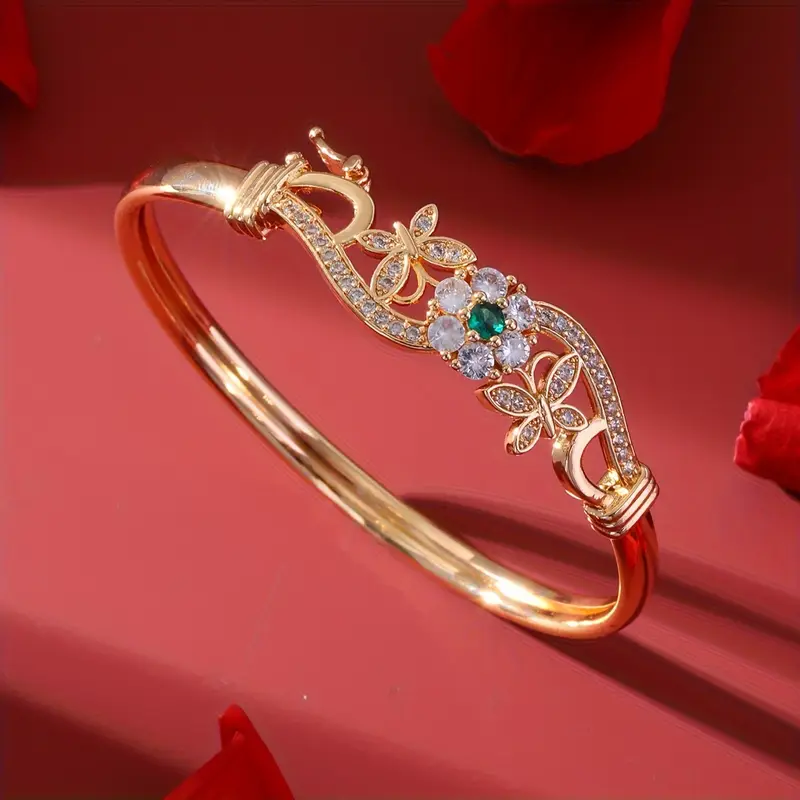 Bracelet en cristal vert Zirkonia or