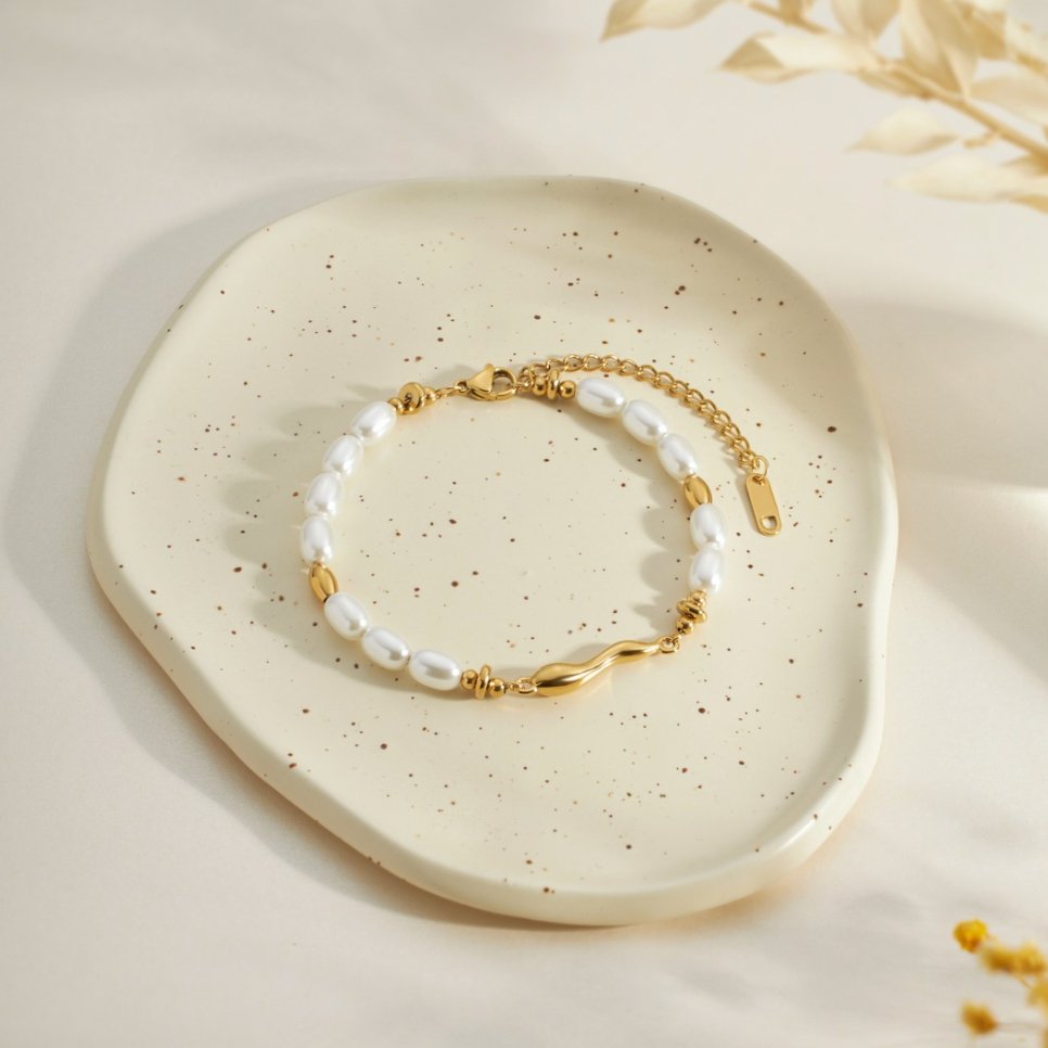 Bracelet en Perles d'Eau Douce Lov | Or