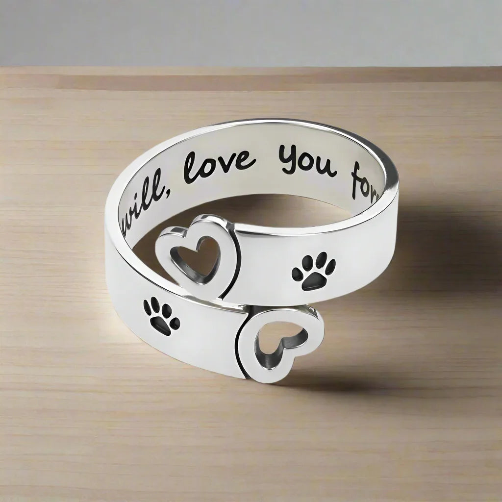 FAYAIE – Bague ajustable avec design de pattes et de cœur en argent